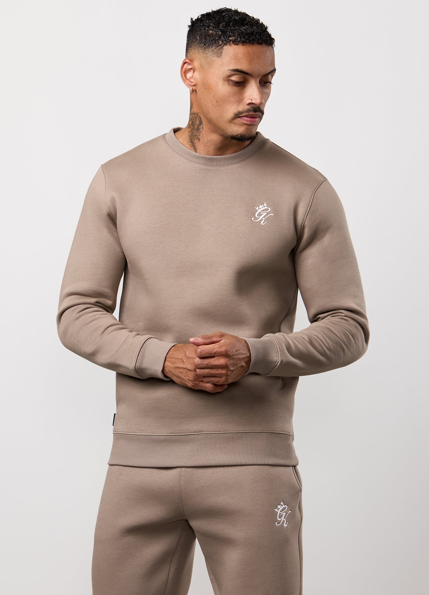 Gym King Fundamental Fleece Crew Tracksuit - Truffle